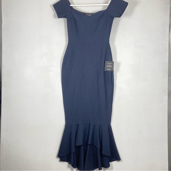 Lulus Dresses & Skirts - Lulus How Much I Care Off-The-Shoulder Midi Dress Basic Sleeved Blue XS